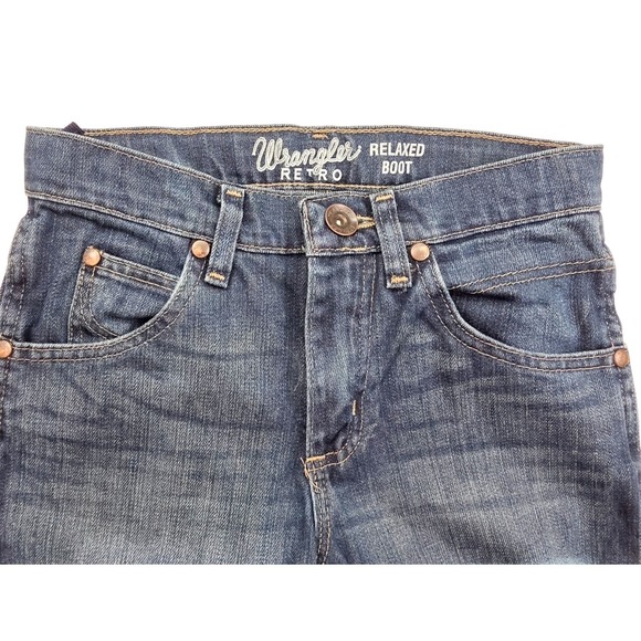 Wrangler Retro Slim Fit Relaxed Boot Cut Denim Jeans Boy's Size 12 - 25x30 - Picture 3 of 5